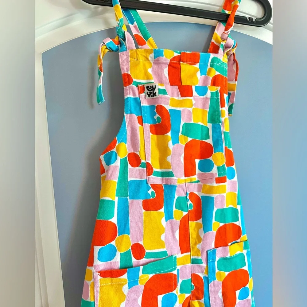 Lucy & Yak x Claire Ritchie Colorful Abstract Print Original Dungarees Size 0 - Picture 2 of 8